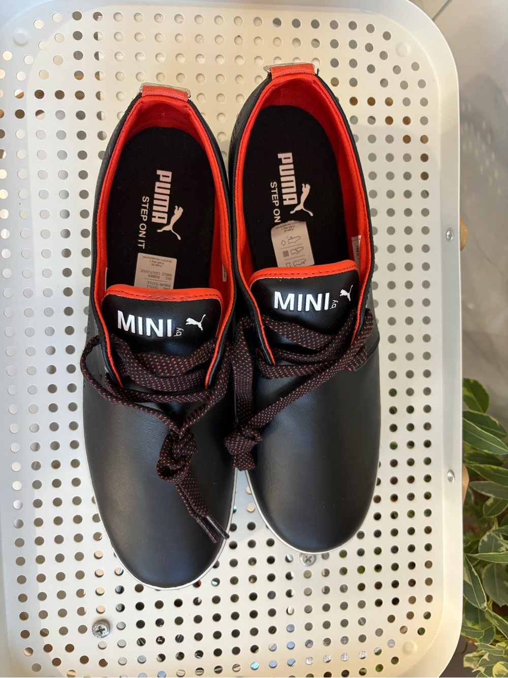 Puma x MINI Cooper Cooper S Low Black/Orange Perforated Sneakers - Size 8.5